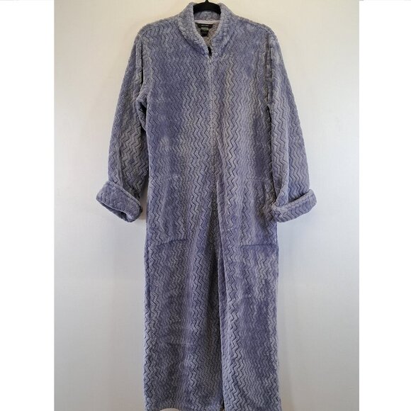 Natori Faux Fur Lavender Zip-Front Caftan Robe Size M - Picture 1 of 12